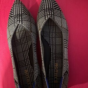 Rothy's Plaid Black and White Flats